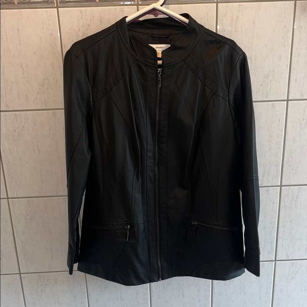 CJ Banks Elegant Black Faux Leather Jacket